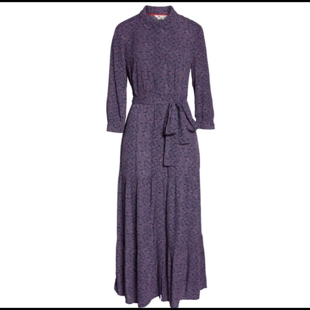 Boden floral prints sleeves belted buttons maxi dress 18